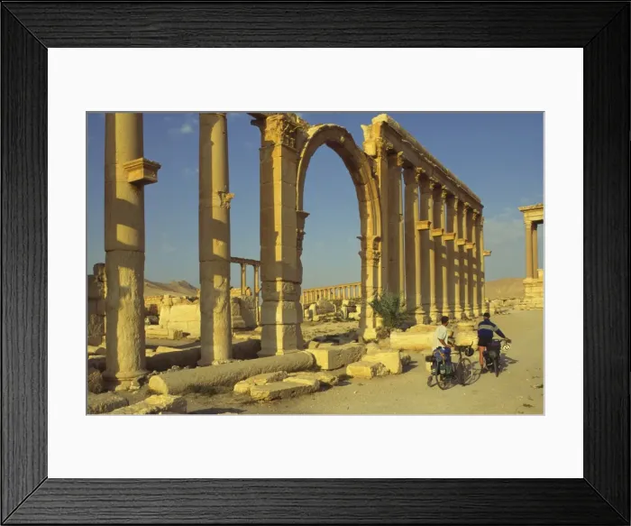 Framed Print : Two cyclists pass the Great Colonnade (Cardo) Framed Print : Two cyclists pass the Great Colonnade (Cardo)