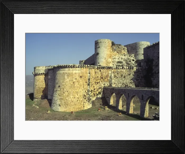 Framed Print : view from outside with towers moat and stone bridge Framed Print : view from outside with towers moat and stone bridge