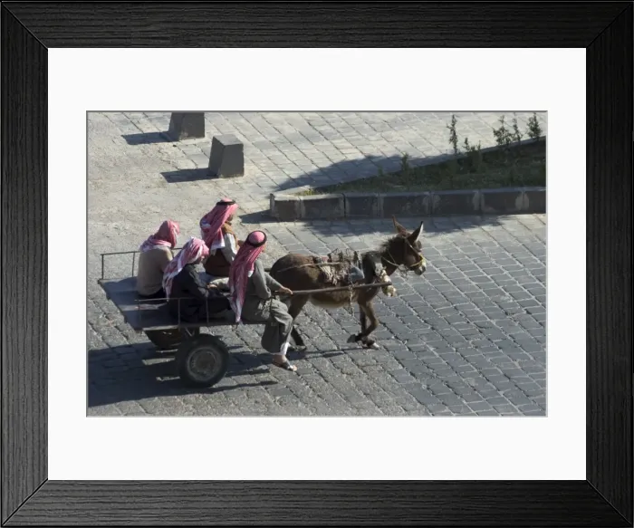 Framed Print : Arab men in donkey cart Framed Print : Arab men in donkey cart
