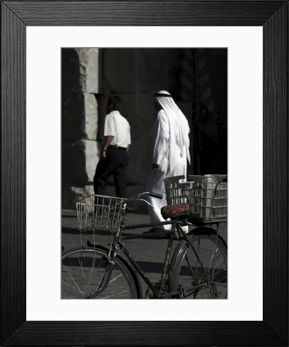 Framed Print : Bicycle and Arab man Framed Print : Bicycle and Arab man