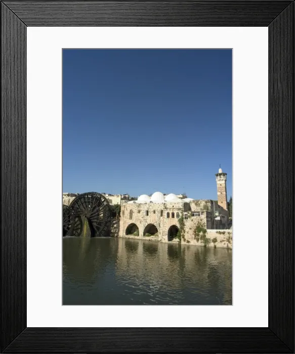Framed Print : Mosque and water wheels on the Orontes River Framed Print : Mosque and water wheels on the Orontes River