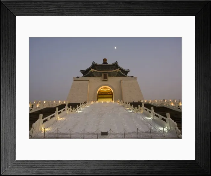 Framed Print : Moon, Chiang Kaishek Memorial Hall Park in evening Framed Print : Moon, Chiang Kaishek Memorial Hall Park in evening
