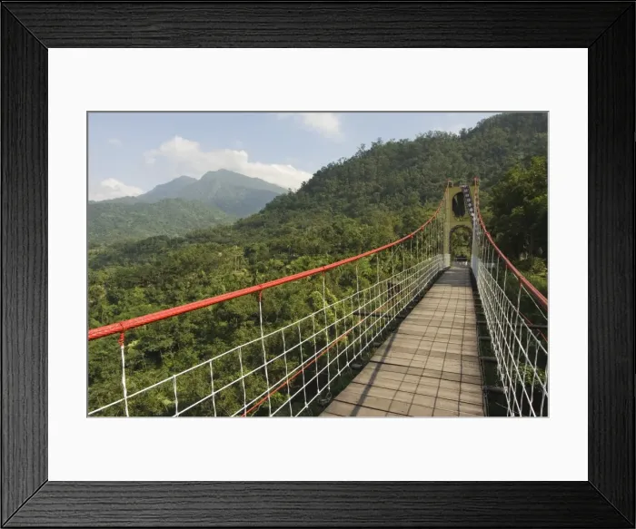 Framed Print : Suspension bridge over valley Framed Print : Suspension bridge over valley