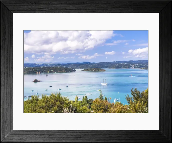 Framed Print : Bay of Islands seen from Flagstaff Hill in Russell, Northland Region, North Island Framed Print : Bay of Islands seen from Flagstaff Hill in Russell, Northland Region, North Island