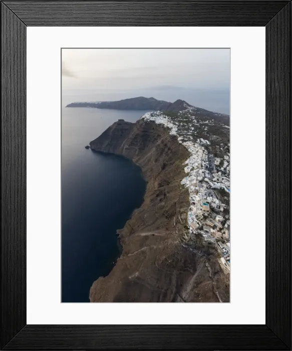Framed Print : Aerial view of the old village of Firostefani, Santorini, Cyclades, Greek Islands Framed Print : Aerial view of the old village of Firostefani, Santorini, Cyclades, Greek Islands