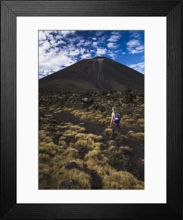 Framed Print : Female hiking the Tongariro Alpine Crossing Trek, Tongariro National Park, UNESCO Framed Print : Female hiking the Tongariro Alpine Crossing Trek, Tongariro National Park, UNESCO