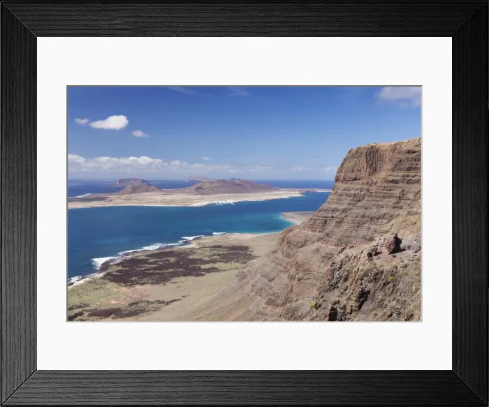 Framed Print : View from Famara Mountains to La Graciosa Island, Lanzarote, Canary Islands, Spain Framed Print : View from Famara Mountains to La Graciosa Island, Lanzarote, Canary Islands, Spain