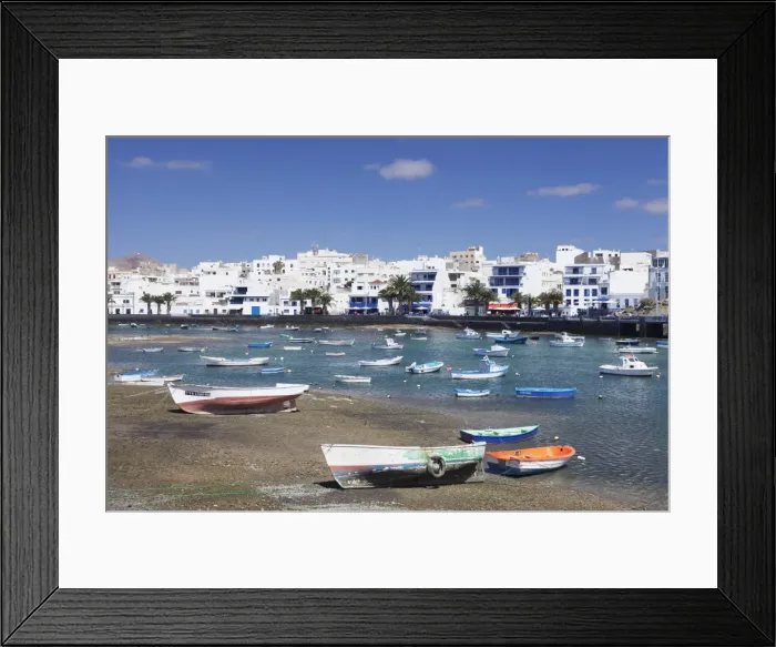 Framed Print : Fishing boats at Charco San Gines laguna, Arrecife, Lanzarote, Canary Islands, Spain