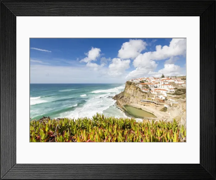 Framed Print : Top view of the perched village of Azenhas do Mar surrounded by the Atlantic Ocean Framed Print : Top view of the perched village of Azenhas do Mar surrounded by the Atlantic Ocean