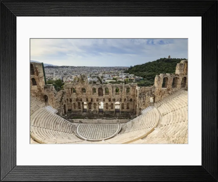 Framed Print : Theatre of Herod Atticus below the Acropolis with the Hill of Philippapos and city view