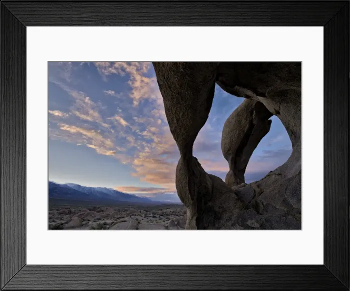 Framed Print : Sunset through Cyclops Skull Arch, Alabama Hills, Inyo National Forest, California Framed Print : Sunset through Cyclops Skull Arch, Alabama Hills, Inyo National Forest, California