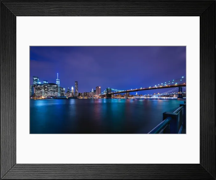 Framed Print : Brooklyn Bridge and Manhattan skyline at dusk, New York City, New York, United States of America Framed Print : Brooklyn Bridge and Manhattan skyline at dusk, New York City, New York, United States of America