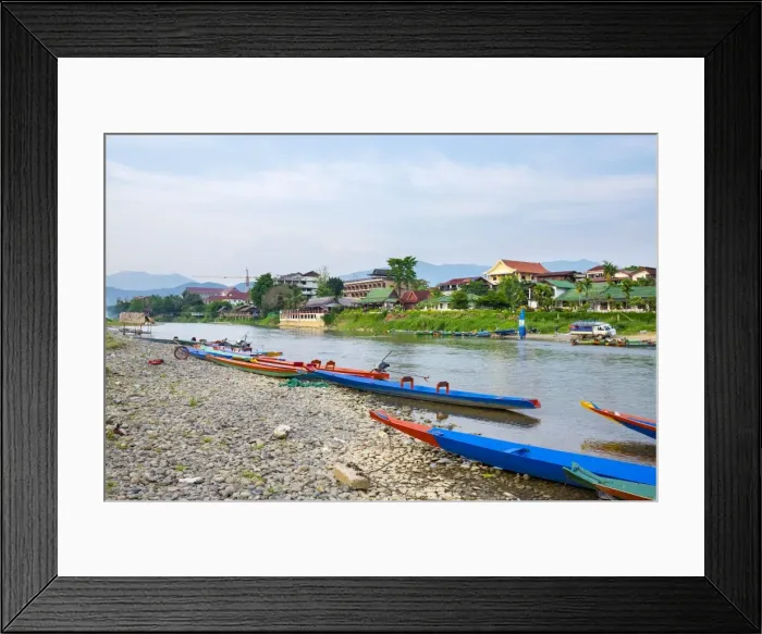 Framed Print : Nam Song River in Vang Vieng, Vientiane Province, Laos, Indochina, Southeast Asia, Asia