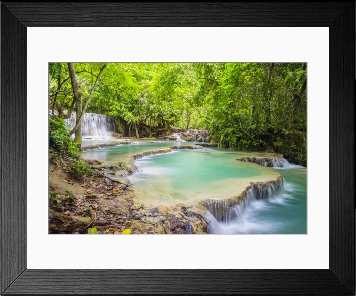 Framed Print : Kuang Si Falls (Tat Kuang Si) Waterfall, Louangphabang Province, Laos, Indochina Framed Print : Kuang Si Falls (Tat Kuang Si) Waterfall, Louangphabang Province, Laos, Indochina