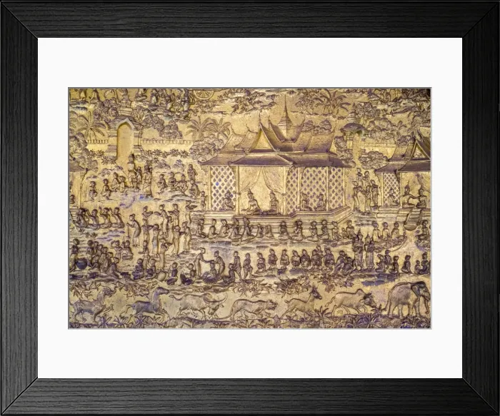 Framed Print : Ornate golden decorative panel, Wat Mai Suwannaphumaham Buddhist temple, UNESCO World Heritage Site Framed Print : Ornate golden decorative panel, Wat Mai Suwannaphumaham Buddhist temple, UNESCO World Heritage Site