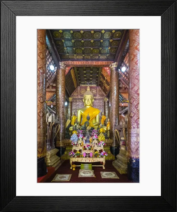 Framed Print : Main altar, interior of Wat Xieng Thong Buddhist temple, UNESCO World Heritage Site Framed Print : Main altar, interior of Wat Xieng Thong Buddhist temple, UNESCO World Heritage Site