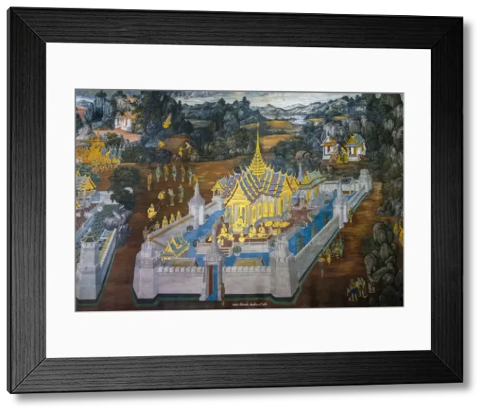 Framed Print : Murals depicting scenes from the Ramakien, Temple of the Emerald Buddha (Wat Phra Kaew) Framed Print : Murals depicting scenes from the Ramakien, Temple of the Emerald Buddha (Wat Phra Kaew)