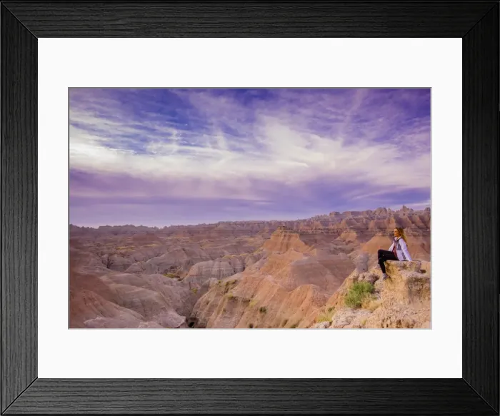 Framed Print : Laura Grier at sunrise at The Badlands, Black Hills, South Dakota, United States of America Framed Print : Laura Grier at sunrise at The Badlands, Black Hills, South Dakota, United States of America