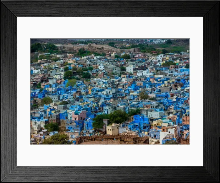 Framed Print : The view from Mehrangarh Fort of the blue rooftops in Jodhpur, the Blue City, Rajasthan Framed Print : The view from Mehrangarh Fort of the blue rooftops in Jodhpur, the Blue City, Rajasthan