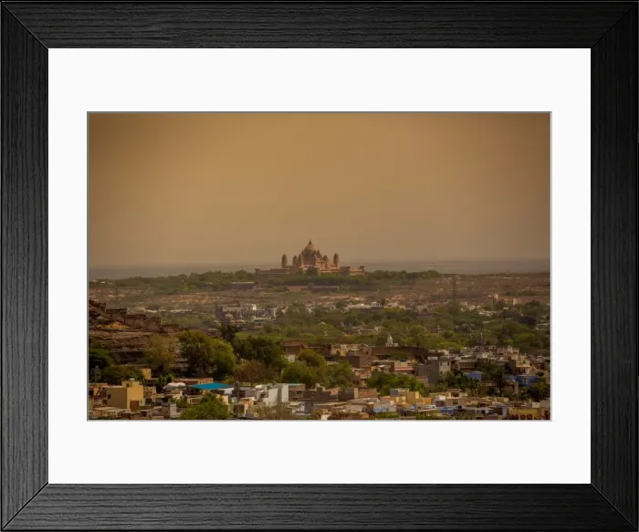 Framed Print : The view of Umaid Bhawan Palace from Mehrangarh Fort in Jodhpur, the Blue City, Rajasthan