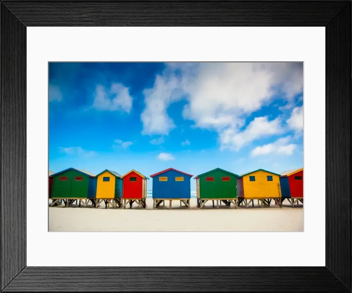 Framed Print : Colorful beach shacks, Muizenberg Beach, Cape Town, South Africa, Africa Framed Print : Colorful beach shacks, Muizenberg Beach, Cape Town, South Africa, Africa