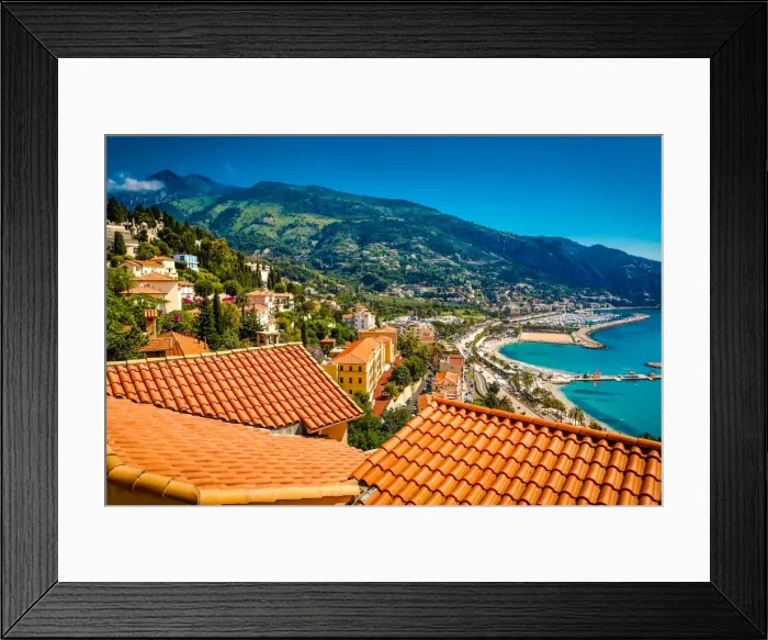 Framed Print : City view of medieval Menton, Alpes-Maritimes, Cote d Azur, Provence, French Riviera Framed Print : City view of medieval Menton, Alpes-Maritimes, Cote d Azur, Provence, French Riviera
