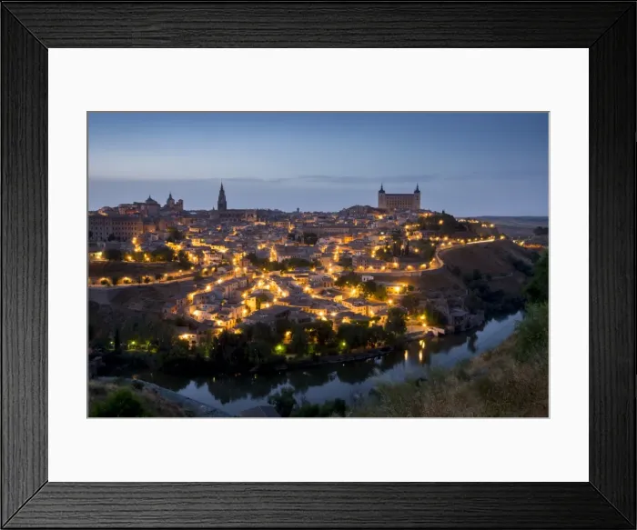 Framed Print : Cityscape at dusk, Toledo, Castile-La Mancha, Spain, Europe Framed Print : Cityscape at dusk, Toledo, Castile-La Mancha, Spain, Europe