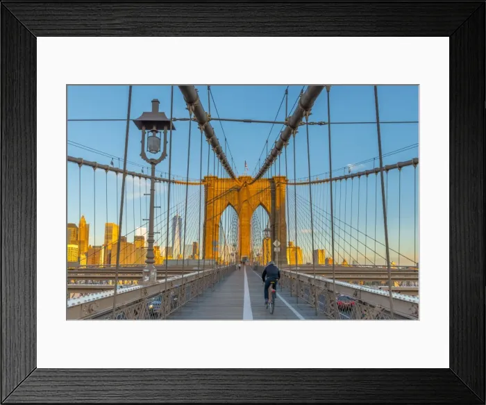 Framed Print : Manhattan, Brooklyn Bridge over East River, Lower Manhattan skyline, including Freedom Framed Print : Manhattan, Brooklyn Bridge over East River, Lower Manhattan skyline, including Freedom