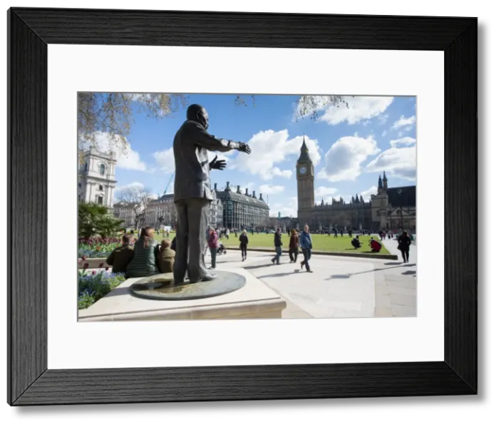 Framed Print : Nelson Mandela statue and Big Ben clocktower, Parliament Square, Westminster, London Framed Print : Nelson Mandela statue and Big Ben clocktower, Parliament Square, Westminster, London