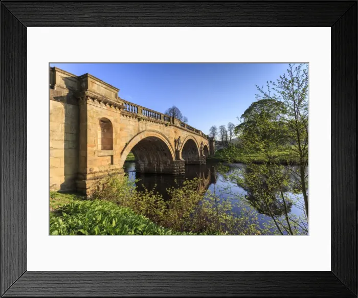 Framed Print : Sandstone bridge by Paine over River Derwent on a spring morning, Chatsworth Estate Framed Print : Sandstone bridge by Paine over River Derwent on a spring morning, Chatsworth Estate