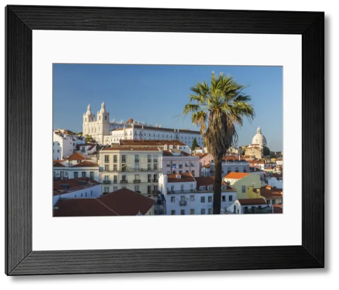 Framed Print : View of terracotta roofs and the ancient castle and dome from Miradouro Alfama viewpoint Framed Print : View of terracotta roofs and the ancient castle and dome from Miradouro Alfama viewpoint