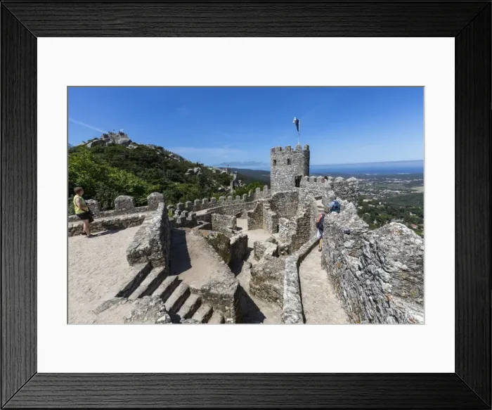 Framed Print : View of the ancient Castelo dos Mouros with its stone tower, Sintra municipality Framed Print : View of the ancient Castelo dos Mouros with its stone tower, Sintra municipality