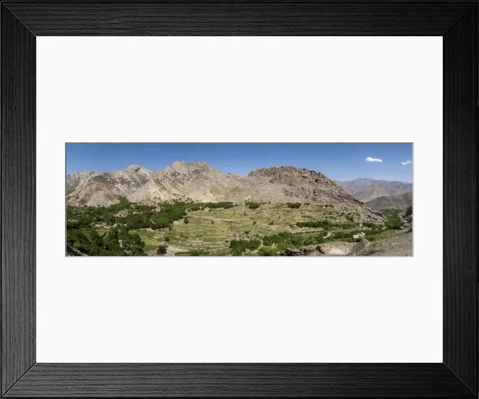 Framed Print : A village and terraced fields of wheat and potatoes in the Panjshir valley, Afghanistan Framed Print : A village and terraced fields of wheat and potatoes in the Panjshir valley, Afghanistan