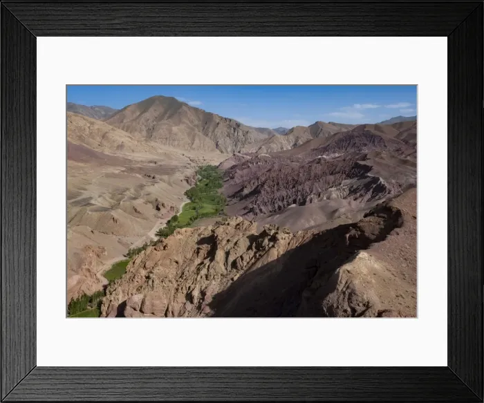 Framed Print : Rugged landscapes and green patchwork fields near Shahr-e Zohak, Afghanistan, Asia Framed Print : Rugged landscapes and green patchwork fields near Shahr-e Zohak, Afghanistan, Asia