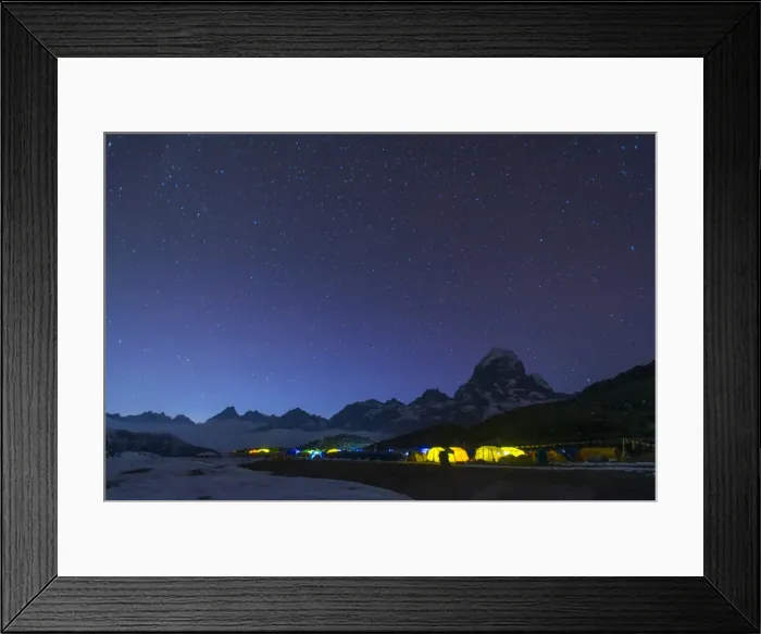 Framed Print : Ama Dablam base camp in the Everest region glows at twilight, Himalayas, Nepal, Asia Framed Print : Ama Dablam base camp in the Everest region glows at twilight, Himalayas, Nepal, Asia