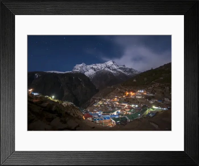 Framed Print : Spectacular Namche Bazaar lit up at night, in the Everest region, Himalayas, Nepal, Asia Framed Print : Spectacular Namche Bazaar lit up at night, in the Everest region, Himalayas, Nepal, Asia