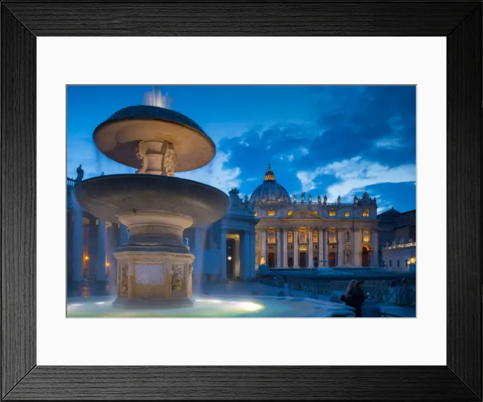 Framed Print : St. Peters and Piazza San Pietro at dusk, Vatican City, UNESCO World Heritage Site Framed Print : St. Peters and Piazza San Pietro at dusk, Vatican City, UNESCO World Heritage Site