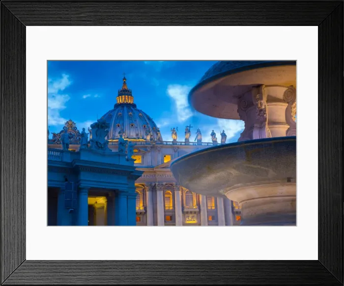 Framed Print : St. Peters and Piazza San Pietro at dusk, Vatican City, UNESCO World Heritage Site Framed Print : St. Peters and Piazza San Pietro at dusk, Vatican City, UNESCO World Heritage Site