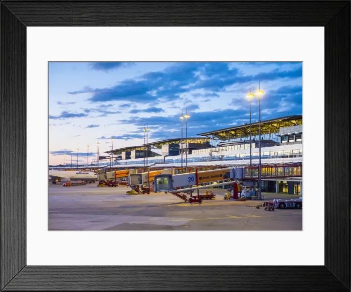Framed Print : Hamburg Airport at dusk, Hamburg, Germany, Europe Framed Print : Hamburg Airport at dusk, Hamburg, Germany, Europe