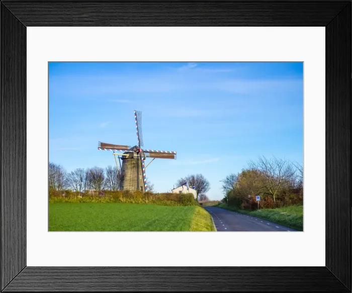Framed Print : Van Tienhovenmolen windmill, Bemelen, Limburg, Netherlands, Europe