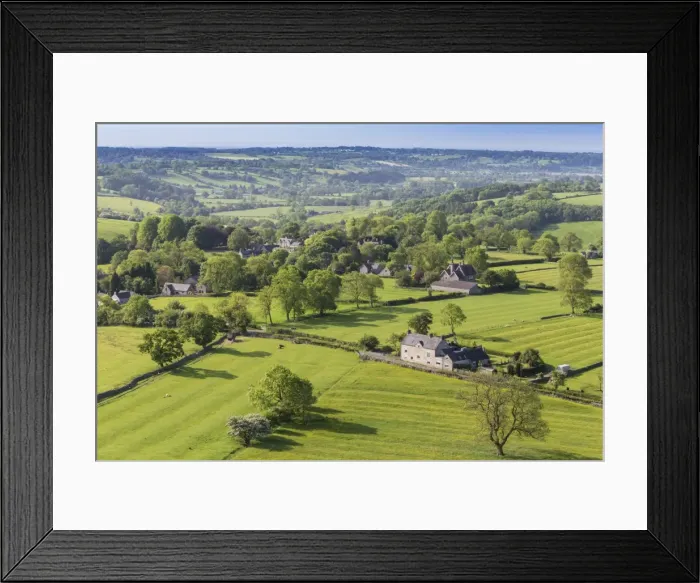 Framed Print : Thorpe village, elevated view from Thorpe Cloud, Spring, near Dovedale, Peak District Framed Print : Thorpe village, elevated view from Thorpe Cloud, Spring, near Dovedale, Peak District
