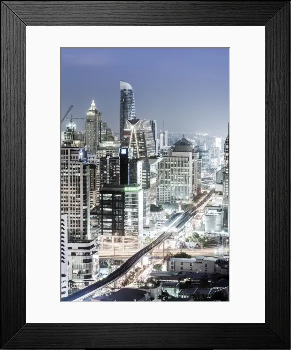 Framed Print : Bangkok skyline showing the Skytrain and Chit Lom, Sukhumvit and Ploen Chit areas Framed Print : Bangkok skyline showing the Skytrain and Chit Lom, Sukhumvit and Ploen Chit areas