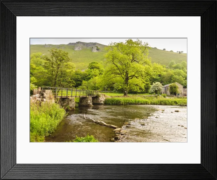 Framed Print : Bridge across River Wye, stone farm buildings, Monsal Dale, spectacular limestone scenery Framed Print : Bridge across River Wye, stone farm buildings, Monsal Dale, spectacular limestone scenery