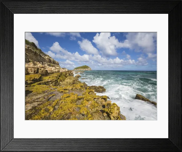 Framed Print : The waves of the Caribbean Sea crashing on the cliffs, Half Moon Bay, Antigua and Barbuda Framed Print : The waves of the Caribbean Sea crashing on the cliffs, Half Moon Bay, Antigua and Barbuda