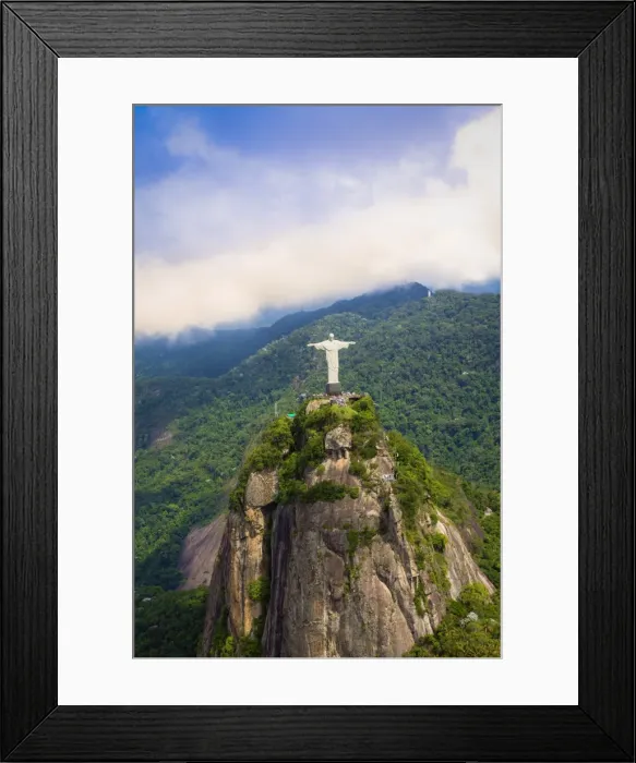 Framed Print : View of the Christ statue (Cristo Redactor) on Corcovado with Tijuca National Park behind Framed Print : View of the Christ statue (Cristo Redactor) on Corcovado with Tijuca National Park behind