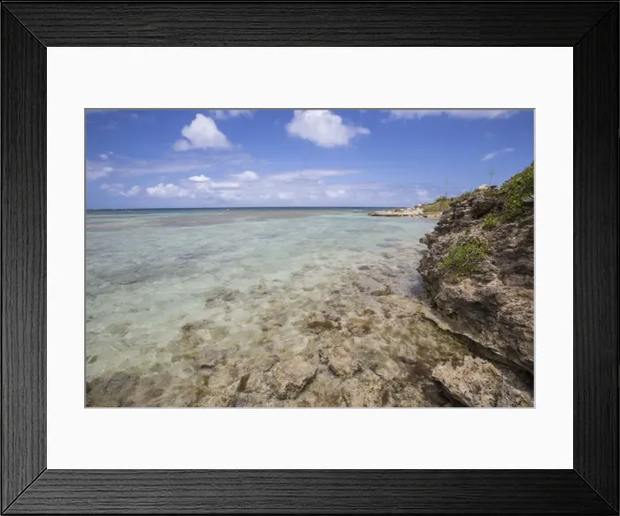 Framed Print : The turquoise shades of the Caribbean Sea seen from the cliffs of Green Island, Antigua and Barbuda Framed Print : The turquoise shades of the Caribbean Sea seen from the cliffs of Green Island, Antigua and Barbuda