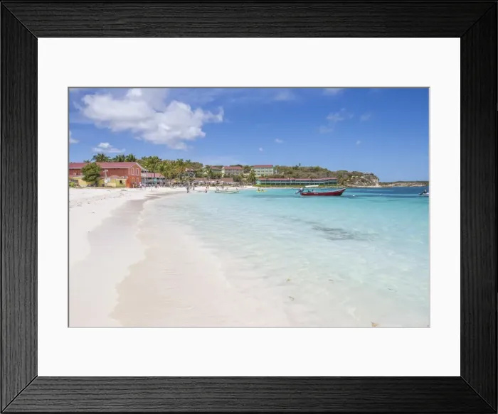Framed Print : White sand and tourists frame the turquoise Caribbean sea at Long Bay Beach, Antigua and Barbuda Framed Print : White sand and tourists frame the turquoise Caribbean sea at Long Bay Beach, Antigua and Barbuda