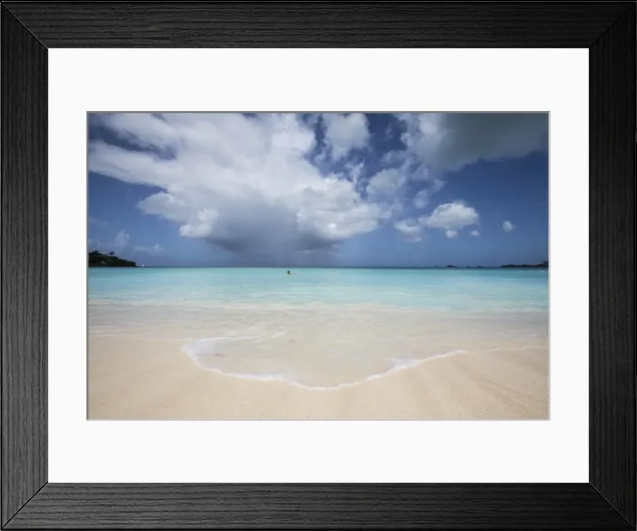 Framed Print : Fine white sand surrounded by the turquoise water of the Caribbean sea, The Nest Framed Print : Fine white sand surrounded by the turquoise water of the Caribbean sea, The Nest