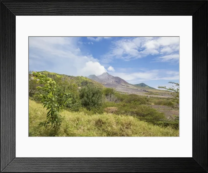 Framed Print : View of the haze around the peak of Soufriere Hills volcano, Montserrat, Leeward Islands Framed Print : View of the haze around the peak of Soufriere Hills volcano, Montserrat, Leeward Islands