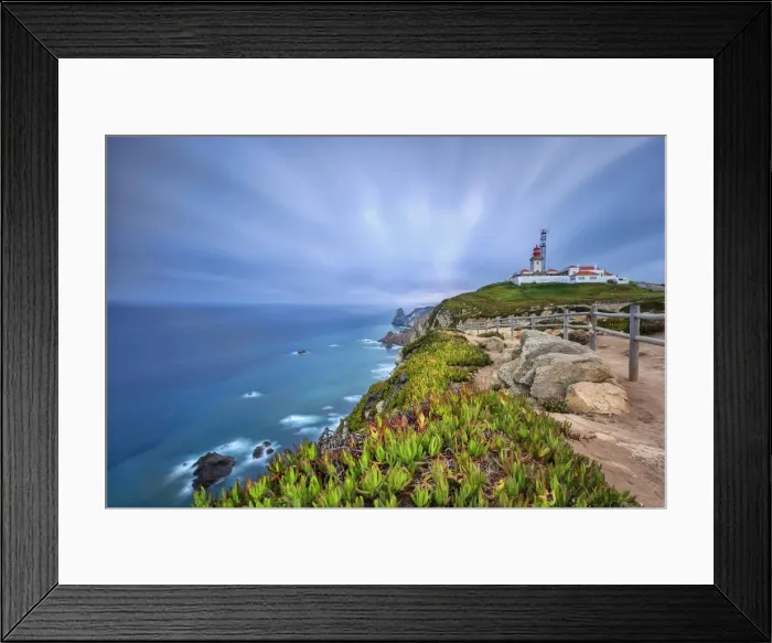 Framed Print : Sunrise on the cape and lighthouse of Cabo da Roca overlooking the Atlantic Ocean Framed Print : Sunrise on the cape and lighthouse of Cabo da Roca overlooking the Atlantic Ocean